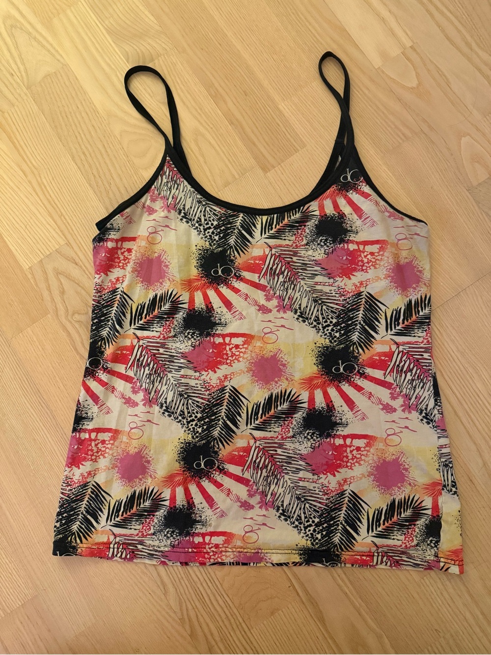 OP Tropical Palm Print Spaghetti-Strap Tank in Pink, Red, Black, Cream